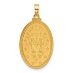14k Polished and Satin Solid Miraculous Medal Oval Pendant - Image 3