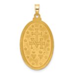14k Polished and Satin Solid Miraculous Medal Oval Pendant - Image 3