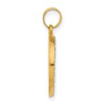 14K and White Rhodium Polished and Satin Hollow Our Guardian Angel Medal Pendant - Image 2