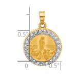 14k and White Rhodium Satin and Polished Hollow St Anthony Medal Round Pendant - Image 4