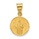 14k Polished and Satin Solid St Jude Thaddeus Medal Round Charm