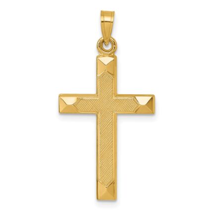 14k Polished And Textured Latin Cross Pendant