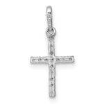 14k White Gold Polished CZ Latin Cross Pendant - Image 3