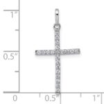 14k White Gold Polished CZ Latin Cross Pendant - Image 4