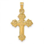 14k Polished Fleur de Lis Cross Pendant