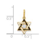 14k Polished Black and White Enameled and CZ Star of David Charm / Pendant - Image 4