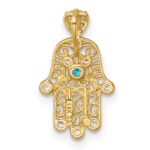 14k Polished White and Blue CZ Hamsa Chain Slide Pendant - Image 3