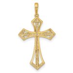 14k Polished Fancy CZ Passion Cross Pendant - Image 3