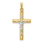 14k Two-tone INRI Hollow Crucifix Pendant