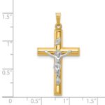 14k Two-tone INRI Hollow Crucifix Pendant - Image 4