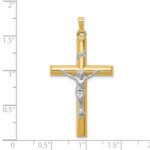 14k Two-tone INRI Hollow Crucifix Pendant - Image 3