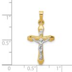 14k Two-tone INRI Hollow Crucifix Pendant - Image 3