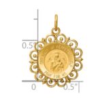 14k Polished and Satin Solid Our Lady of Perpetual Help Medal Scalloped Edge Round Pendant - Image 3