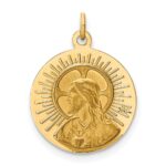 14k Polished and Satin Solid Matka Boska Czestochowska Medal Reversible Round Pendant - Image 4