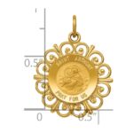 14k Polished and Satin Solid Saint Anthony Medal with Scalloped Edge Charm - Image 3