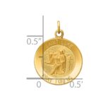 14k Polished and Satin Solid St Luke Medal Round Charm - Image 3