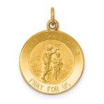 14k Polished and Satin Solid St John the Baptist Medal Round Pendant