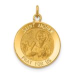 14k Polished and Satin Solid Saint Andrew Medal Charm