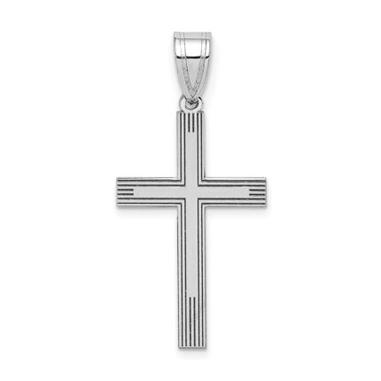 14k White Gold Laser Etched Cross Charm