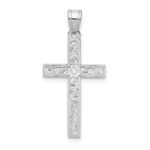14K White Gold Floral Cross Pendant