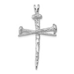 14K White Gold Textured Nail Cross Charm