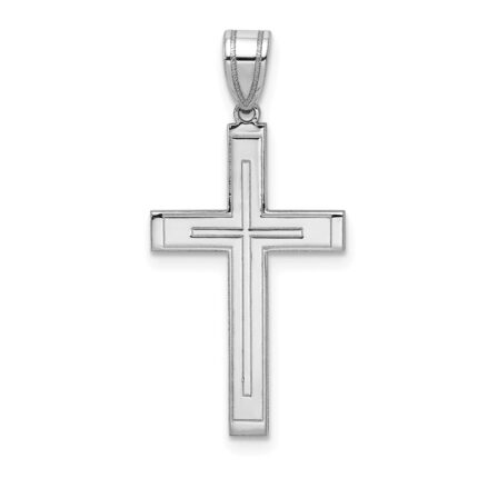14k White Gold Cross Pendant
