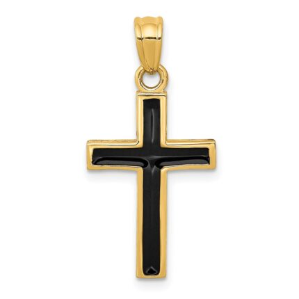 14k Black Epoxy Latin Cross Pendant