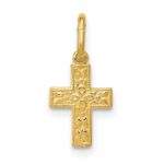 14K Floral Cross Charm