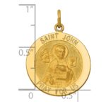 14k Polished and Satin Solid Saint John Medal Round Pendant - Image 3