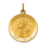 14k Polished and Satin Solid Saint Gerard Medal Round Pendant