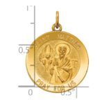 14k Polished and Satin Solid Saint Matthew Medal Round Pendant - Image 3