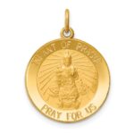 14k Polished and Satin Solid Infant of Prague Medal Round Charm