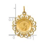 14k Polished and Satin Solid Matka Boska Czestochowska Medal Reversible Scalloped Edge Round Pendant - Image 3