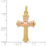 14k Two-Tone Claddagh Cross Pendant - Image 3