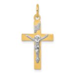 14k Two-tone INRI Crucifix Pendant