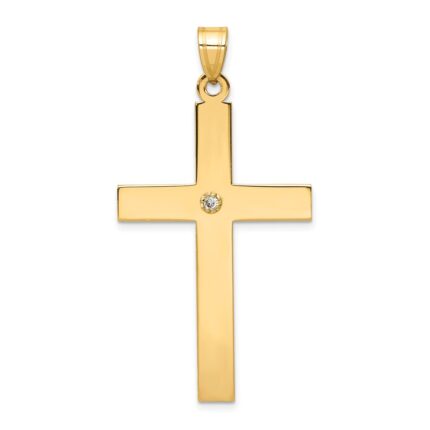 14k Polished .03 carat Diamond Cross Pendant