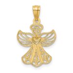 14K and White Rhodium Filigree Angel with Heart Pendant - Image 4