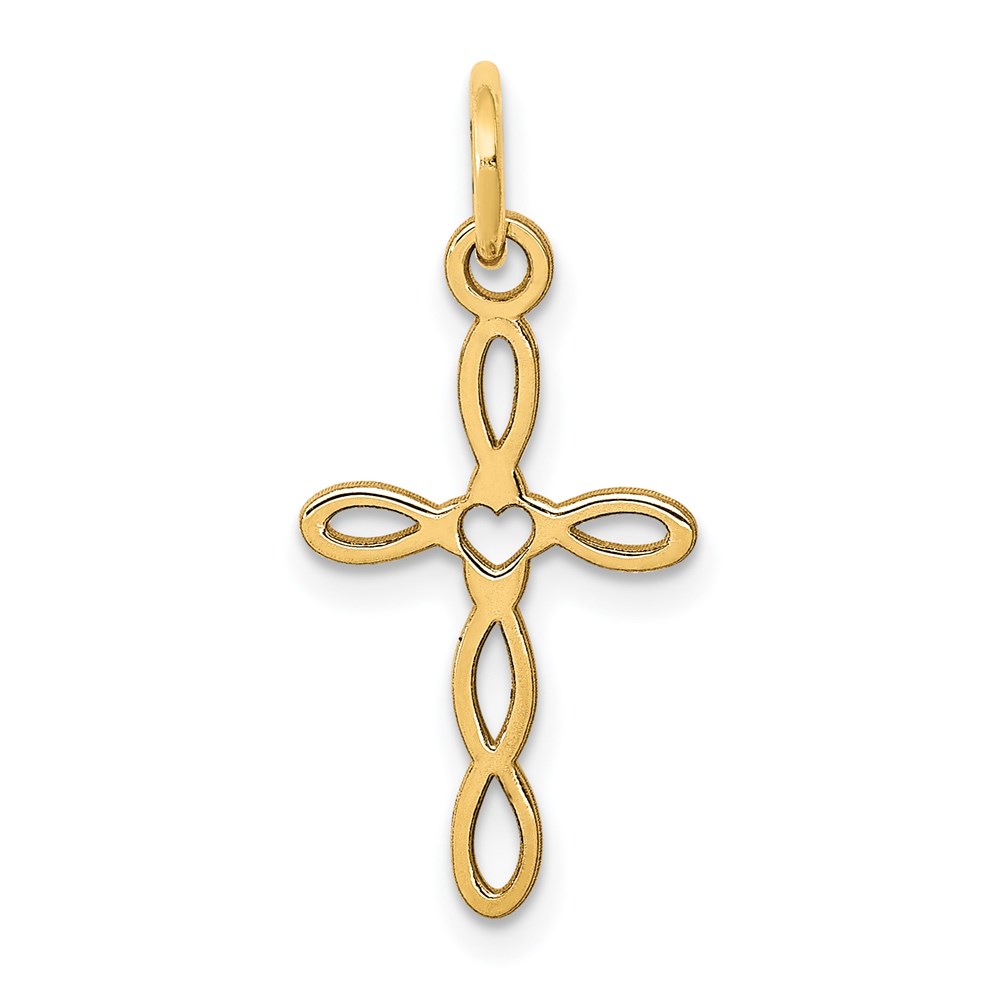 XR952.jpg 14K Loop with Center Heart Cross Charm - Image 1