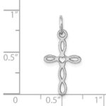 14K White Gold Loop with Center Heart Cross Charm - Image 3