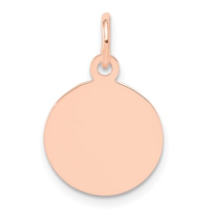 14k Rose Gold Plain .027 Gauge Round Engraveable 12mm Disc Charm