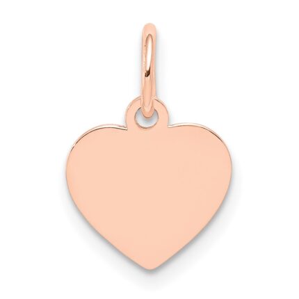 14k Rose Gold Plain .011 Gauge Engraveable Heart 12x10mm Disc Charm