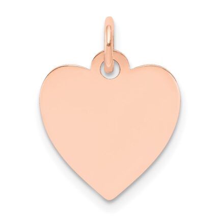 14k Rose Gold Plain .011 Gauge Engraveable Heart 15x14mm Disc Charm