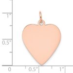 14k Rose Gold Plain .013 Gauge Engraveable Heart 24x21mm Disc Charm - Image 4