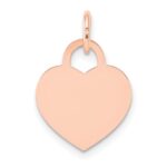 14k Rose Gold Plain .027 Gauge Medium Engraveable Heart 19x15mm Disc Charm