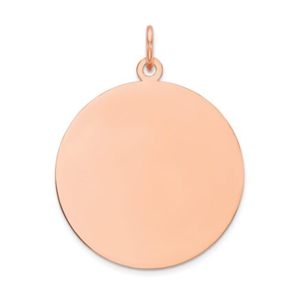 14k Rose Gold Plain .018 Gauge Round Engravable 21mm Disc Charm