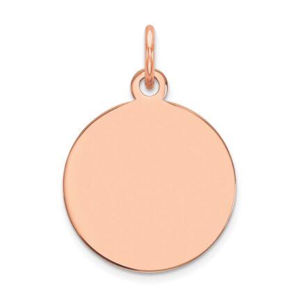 14k Rose Gold Plain .035 Gauge Round Engravable 15mm Disc Charm