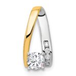 14k Two-tone Peg-Set AA Diamond Semi-Mount Slide Fits up to 2mm Regular/6mm Fancy or Reversible Omega