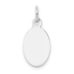 14k White Gold Plain .011 Gauge Oval Engravable 17x9mm Disc Charm