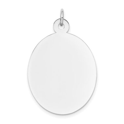 14k White Gold Plain .035 Gauge Oval Engravable 31x22mm Disc Charm