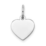 14k White Gold Plain .018 Gauge Engravable Heart 12x10mm Disc Charm
